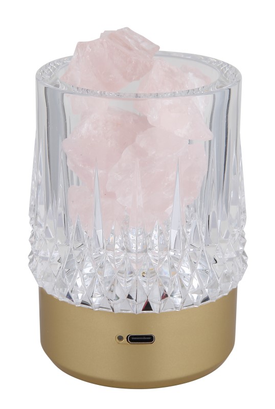 GLOBO 21044 LIZZY dekoračné osvetlenie V105mm LED 1W 110/95lm 3000K zlatá, USB Cable incl., dekoračné kamene ružové, krištáľový efekt, darčekové balenie, 3StepDIM