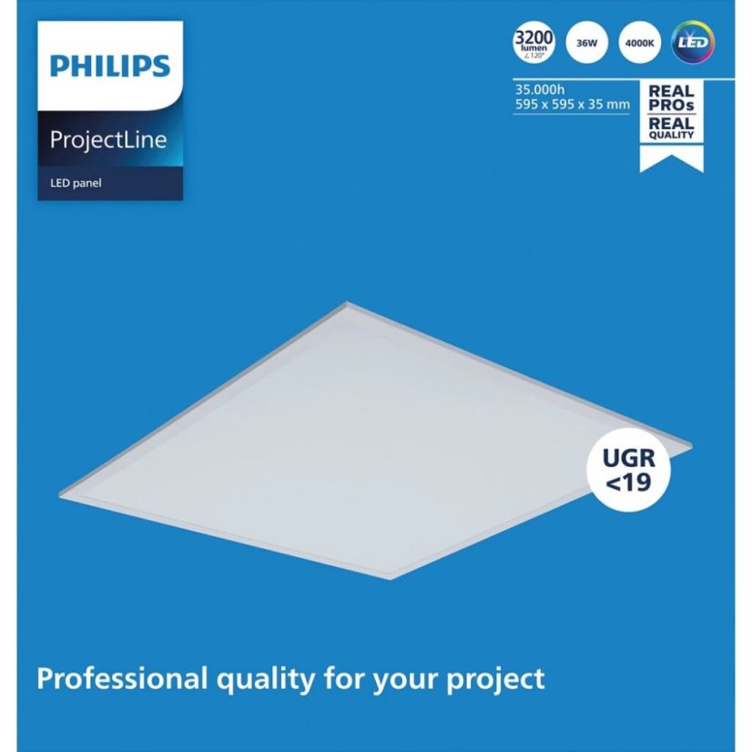 Philips Projectline 8719514955295 stropní vestavěný LED panel OC kancelářská optika 60x60cm 36W 3200lm 4000K bílá