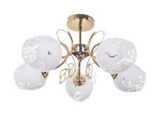 Rabalux 5099 Fauna stropné svietidlo 5xE27 D560mm zlatá, biela so vzorom