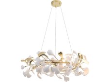 Závěsné svítidlo 6x G9 zlaté s keramickými bílými lístky Zuma Line LEAF MD2858-6AS-G