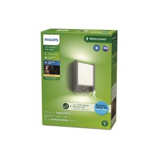 Philips 8720169263833 UltraEfficient Arbour Ultra Efficient venkovní nástěnné svítidlo se senzorem PIR LED 3,8W/800lm 2700K IP44 antracit