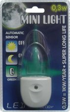 Prezent 1612 Mini Light LED orientační osvětlení do zásuvky (zelené světlo)
