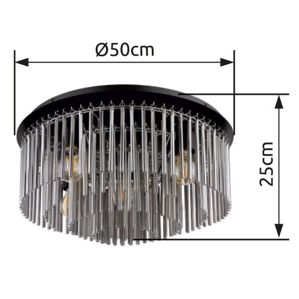 GLOBO 15698D1 GORLEY stropní svítidlo D500mm 5xE27 černá, kouřová