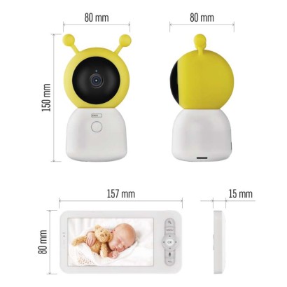 Emos H4052 GoSmart Otočná detská opatrovateľka GUARD s monitorom, biela a žltá Wi-Fi
