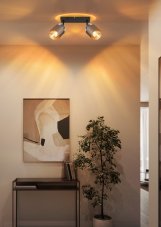 Nástěnné svítidlo s vypínačem 2x E27 čierna matná, jantárová IP20 GLOBO lighting MILLEY 15560-2C