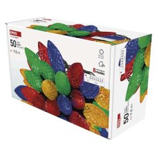 D5ZM01 EMOS Retro vánoční řetěz LED - šišky barevné žárovky 9,8m zelený drát, multicolor, 8 módů, IP44