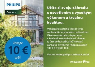 Ušetrite 10 € pri nákupe vonkajšieho osvetlenia Philips nad 100€