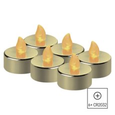 EMOS DCCV13 vianočná dekorácia čajová sviečka zlatá LED 3,8cm 0,06W vintage, 6-set, incl.  CR2032