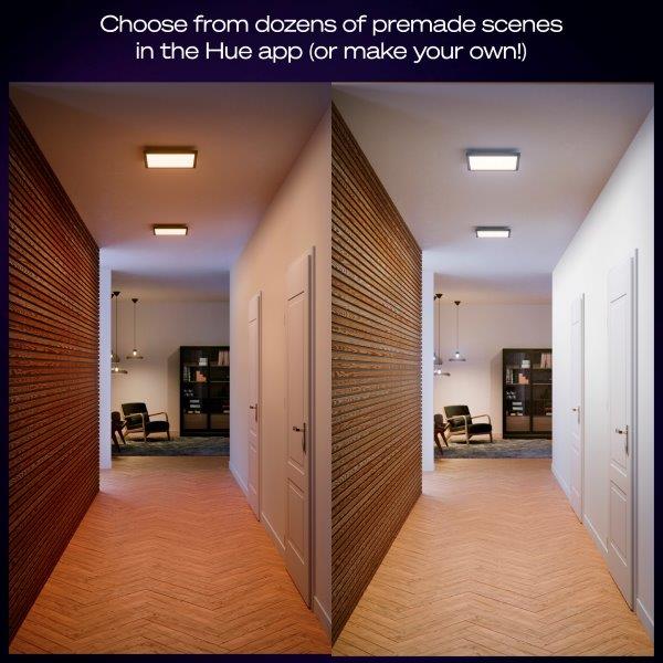 8720169329058 Philips HUE Aurelle stropní panel LED 300x300mm 19W/1940lm 2200-6500K černá bluetooth