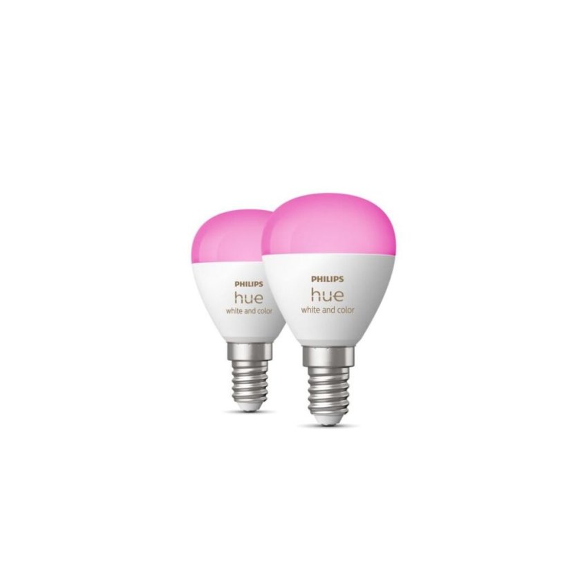 8719514491281 Philips Hue White and Color Ambiance žárovka LED E14 5,1W/470lm 2000-6500K+RGB P45 kapka 2-set