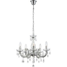 GLOBO 63116-5 CUIMBRA II závěsné svítidlo/luster s akrylovými křišťály D440mm 5xE14 chrom, průhledná