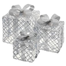 EMOS DCFC10 vianočná dekorácia darčeky 72 LED 1,35W studená biela, časovač, 3-set rôzne veľkosti, adaptér