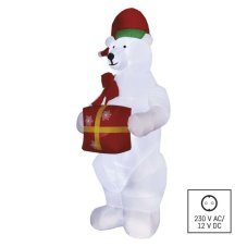 EMOS DCFC15 vánoční dekorace medvěd nafukovací 4 LED V240cm 12W studená bílá, IP44, barva drátu - černá, adaptér