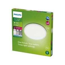 Philips 8719514417991 SuperSlim venkovní stropní svítidlo LED 15W/1500lm 4000K IP54 bílá SceneSwitch