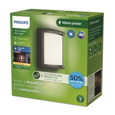 Philips 8720169276864 UltraEfficient Samondra venkovní nástěnné svítidlo LED 3,8W/800lm 2700K IP44 antracit