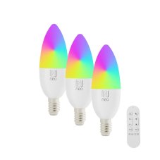 IMMAX 07716CDO NEO LITE Smart žárovka LED E14 6W 470lm 2700K-6500K RGB bílá tři kusy v balení
