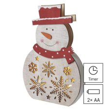 EMOS DCWW07 vánoční dekorace sněhulák 5 LED V30cm 0,3W teplá bílá, časovač, 2xAA excl.