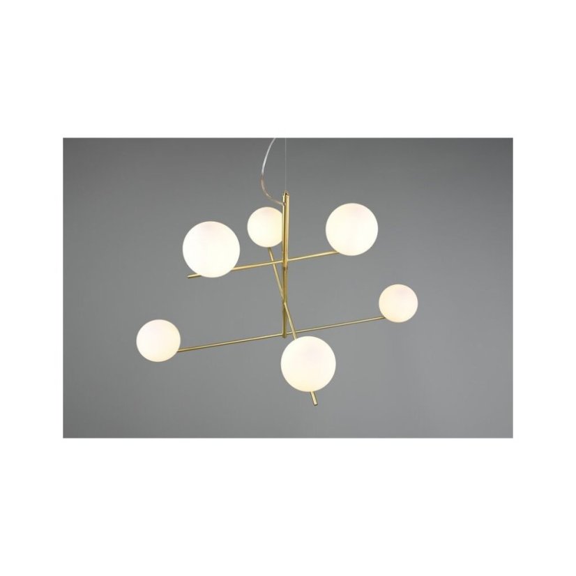 TRIO 302000608 PURE závesné svietidlo 6xE14 matná mosadz, biela