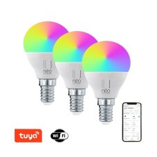 Immax 07745C NEO LITE žárovka P45 LED E14 A40 6W/470lm 2700-6500K RGB, bílá, 3-set, kapka