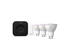 8720169374546 Philips Hue White and color Ambiance LED žárovka GU10 4,2W/400lm 2000-6500K+RGB černá 3-set + Bridge Pro + switch