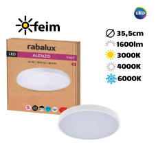 RABALUX 71427 Alenzo stropní svítidlo D355mm LED 24W/1600lm 3000+4000+6000K IP44 bílá, DIP switch