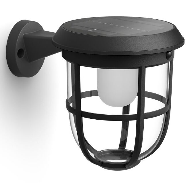 Philips 8720169267176 UltraEfficient Solar Radii solární nástěnné svítidlo se senzorem PIR LED 1,3W/250lm 3000K IP44 černá