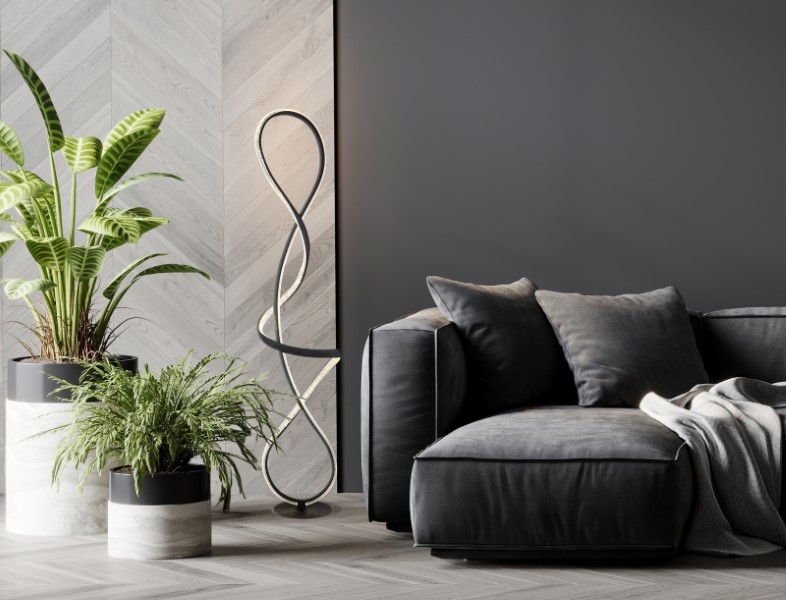 GLOBO 67341SS SWIRL stojací lampa V1325mm LED 36W 3860/1810lm 4000K černá, křišťálový efekt