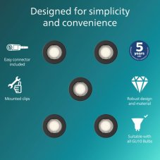 Zapuštěné svítidlo GU10 čierna IP20 PHILIPS Peridot 8721103037152 balení 5 ks