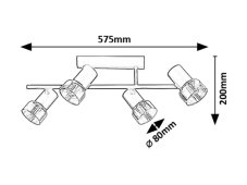 RABALUX 73054 Hatice stropné bodové svietidlo/spot 4xE14 čierna, dymová