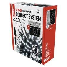 EMOS D1EC01 spojovací vánoční řetěz - záclona CLASSIC 100 LED 1m 5W studená bílá, IP44, barva drátu - černá, bez adaptéru