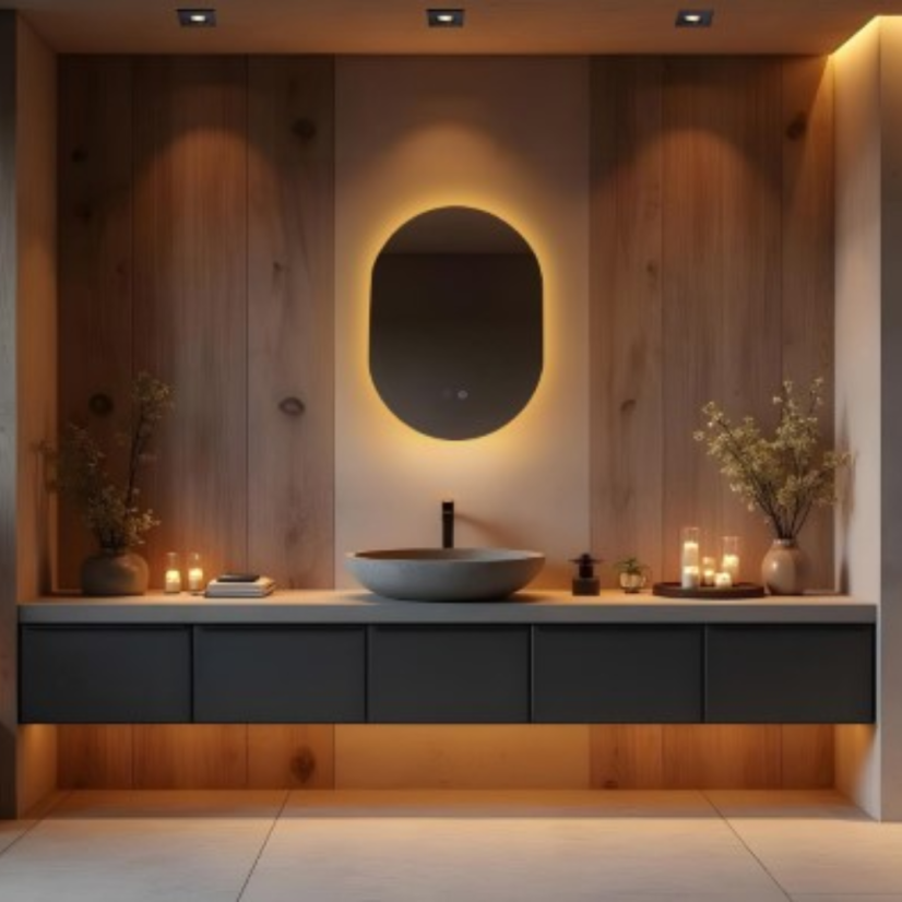 LED kúpeľňové oválne zrkadlo s osvetlením a vyhrievaním 736lm 3000+4000+6000K IP44, priehľadné - Zuma Line LUSTRO D3002