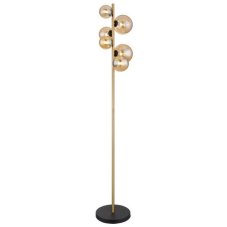 GLOBO 56135-6S RIHA stojací lampa 6xG9 V1550mm černá, mosaz, jantarová