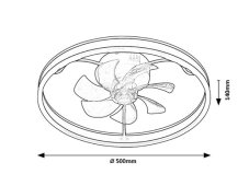 RABALUX 71337 Fanfy stropní svítidlo s ventilátorem D500mm LED 40W/2200lm 3000+4000+6000K černá, stmívatelné, dálkový ovladač