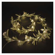 EMOS DCTW27 vianočná girlanda - imelo 25 LED 1,5m 0,2W teplá biela, farba drôtu - transparentná, časovač, 3xAA excl.