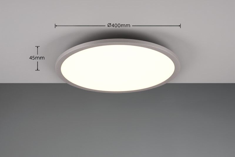 TRIO 641710287 YUMA stropní svítidlo SMD LED D400mm 20W/2250lm 3000-6500K titanová, bílá, stmívatelné, dálkový ovladač, RGBW podsvietenie