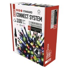 EMOS D1AM03 spojovací vánoční řetěz CLASSIC 100 LED 10m 5W multicolor, IP44, barva drátu - černá, bez adaptéru
