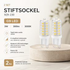 TRIO 929-230 STIFTSOCKEL LED žárovka G9 3W/300lm 3000K D18mm bílá switchdimmer 2-set