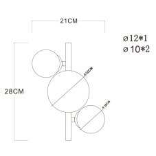 GLOBO 56135-3W RIHA stropné svietidlo 3xG9 čierna, mosadz, jantárová