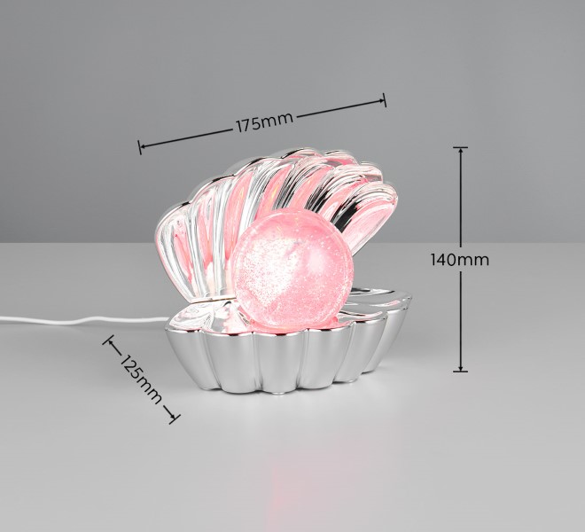 TRIO Reality R57731106 SHELLY dekoračná stolná lampička v140mm SMD LED 0,8W/15lm RGB chrómová