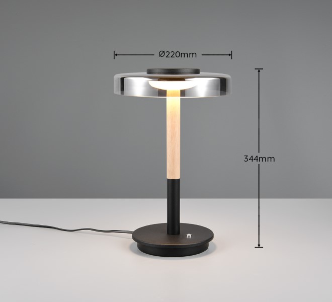 TRIO 554910132 CELESTE stolní lampička V350mm SMD LED 10W/1050lm 3000K černá, dřevo