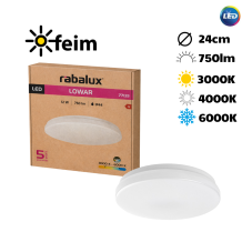 RABALUX 77133 Lowar vonkajšie stropné svietidlo D240mm LED 12W/750lm 3000+4000+6000K IP44 biela