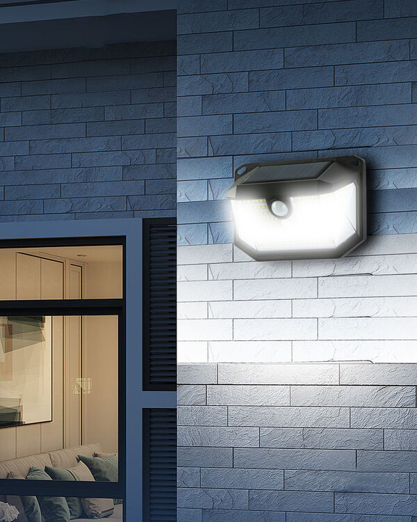 Immax 08486L IMMAX SIDE vonkajšie solárne nástenné svietidlo LED 4W/300lm 6000K, IP65, PIR senzor, čierna