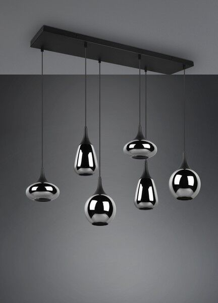 TRIO 317000632 LUMINA závesné svietidlo 6xE14 čierna matná, chróm