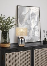 TRIO 564900157 TARA stolní lampička V320mm 1xE27 chromová, přírodní