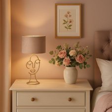 TRIO Reality R51221044 MARY stolná lampa V450mm 1xE27 zlatá, staroružová