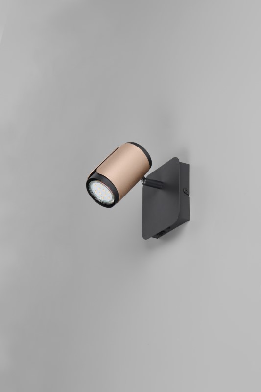 TRIO 814570165 GILLAN nástenné bodové svietidlo/spot s vypínačom 1xGU10 čierna, kávová