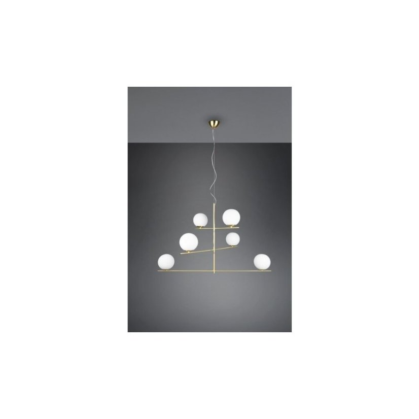 TRIO 302000608 PURE závesné svietidlo 6xE14 matná mosadz, biela