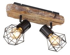 GLOBO 54017W-2 PRISKA stropné bodové svietidlo/spot 2xE27 čierna, imitácia dreva