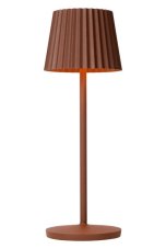 LUCIDE 27889/02/97 JUSTINE vonkajšia dotyková stolná lampička LED V380mm 2W/210lm 2700K IP54 hrdzavohnedá, bezdrôtová nabíjacia podložka