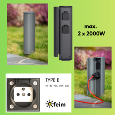 Lucide 27849/02/29 POWERPOINT vnější napájecí zástrčkový box - s uzemňovacím kolíkem typ - FR, BE, SK, CZ